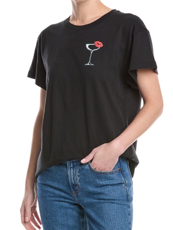 Girl Dangerous Tops - Black Graphic Cocktail Tee - Women's Short Sleeve Casual Top